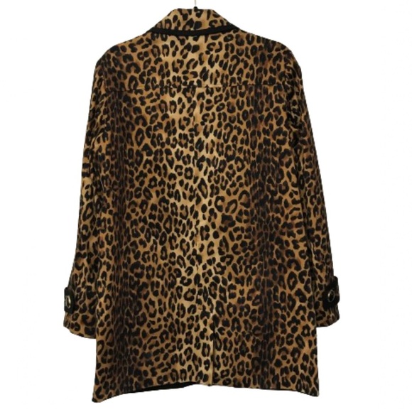 Reversible Black Cheetah Print Coat Jacket Jones New York Oversized Small S/M - Picture 4 of 14